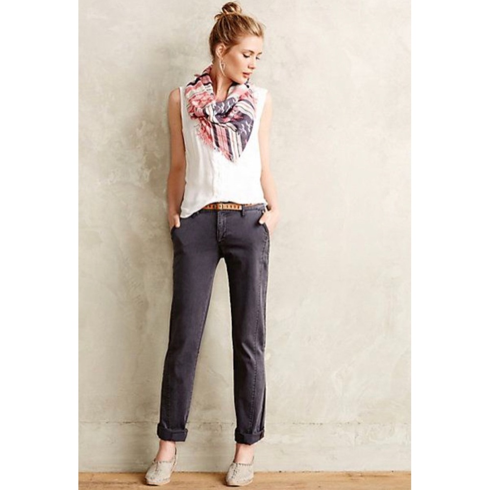 Anthropologie Pilcro Hyphen Embroidered Chino Pant